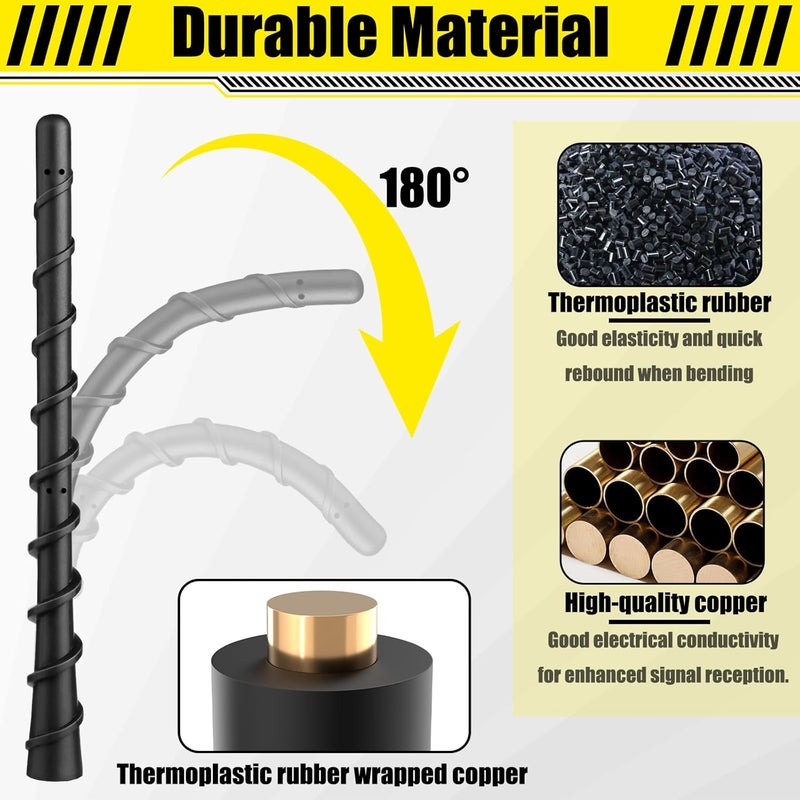 BFXM Black Spiral Bending Antenna, Waterproof Car Rubber Antennas, 7 Inch Auto Toppers Flexible Retrofit Antenna with Screw, Exterior Car Accessories for Car Radio AM FM for Trucks, Cars, SUVs - Image 3
